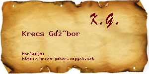 Krecs Gábor névjegykártya